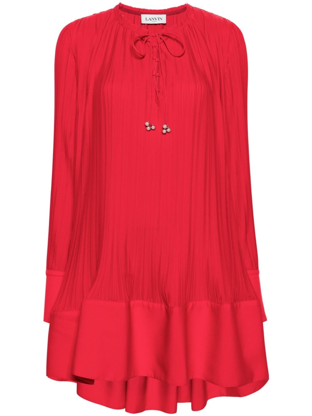 Lanvin Red Crepe de Chine Flared Dress image 0