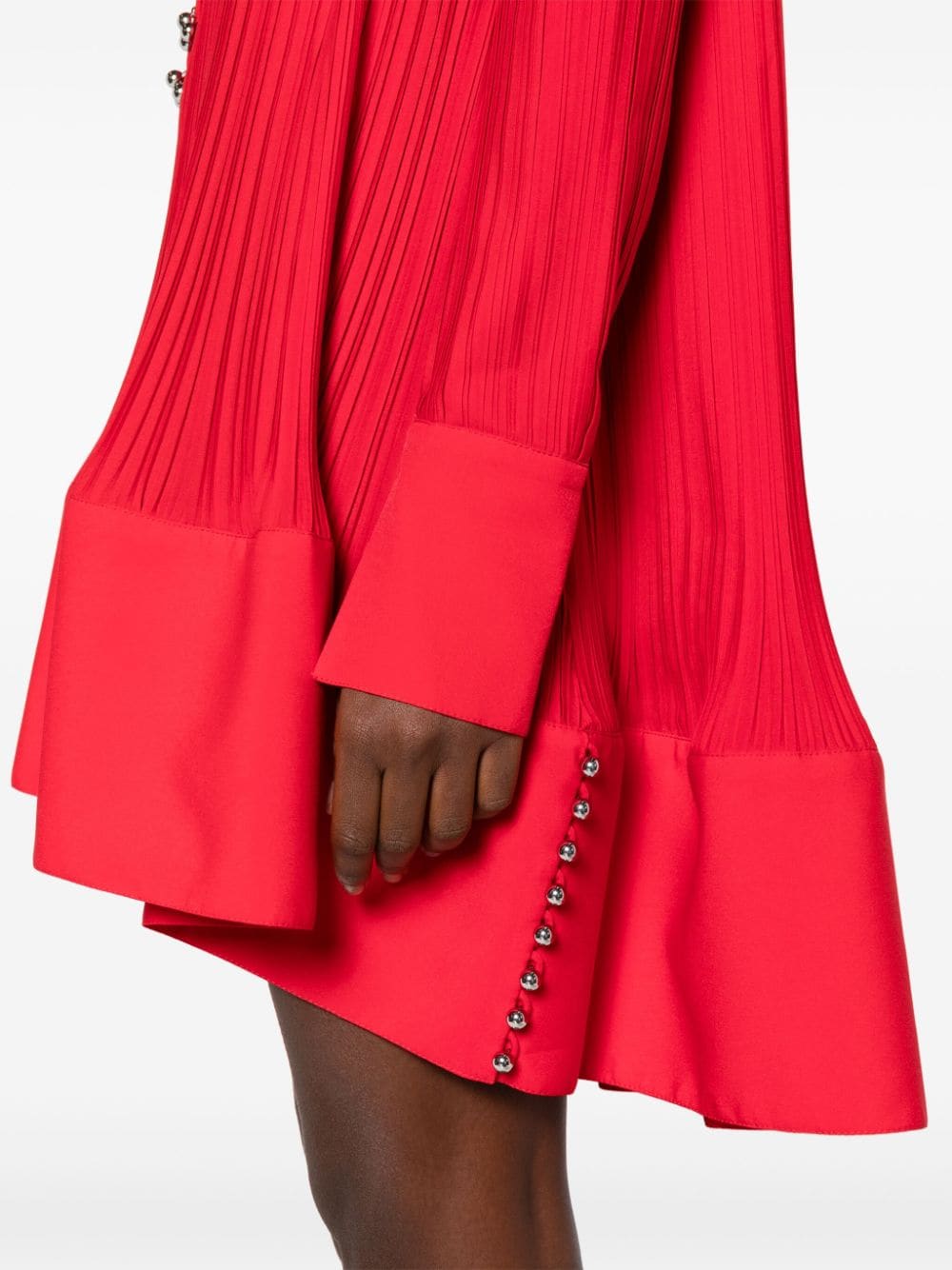 Lanvin Red Crepe de Chine Flared Dress image 2