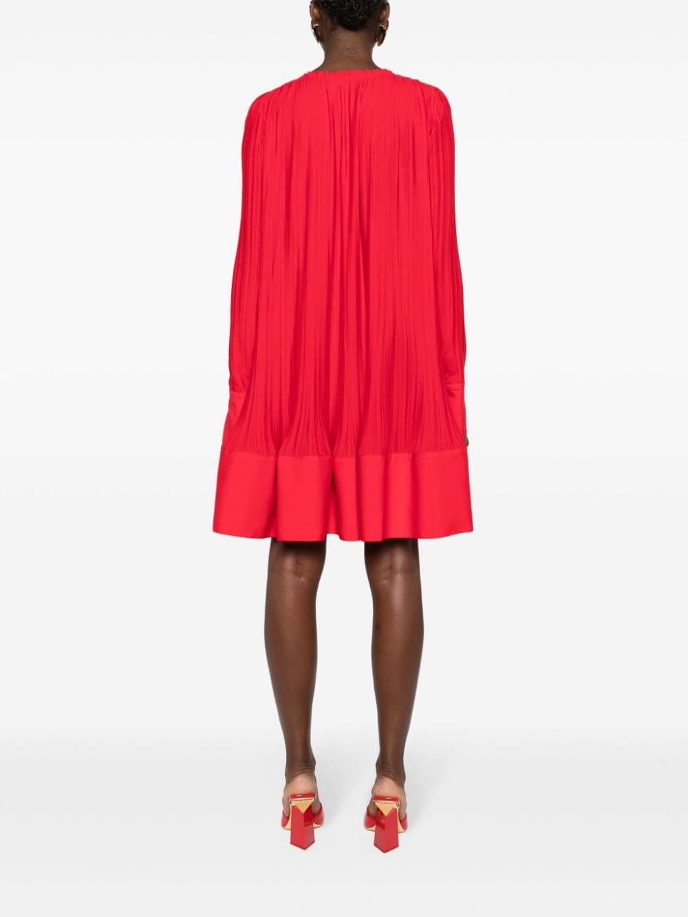 Lanvin Red Crepe de Chine Flared Dress image 4