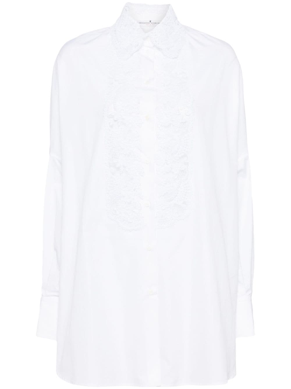 Ermanno Scervino White Cotton Shirt with Floral Lace Detailing image 0