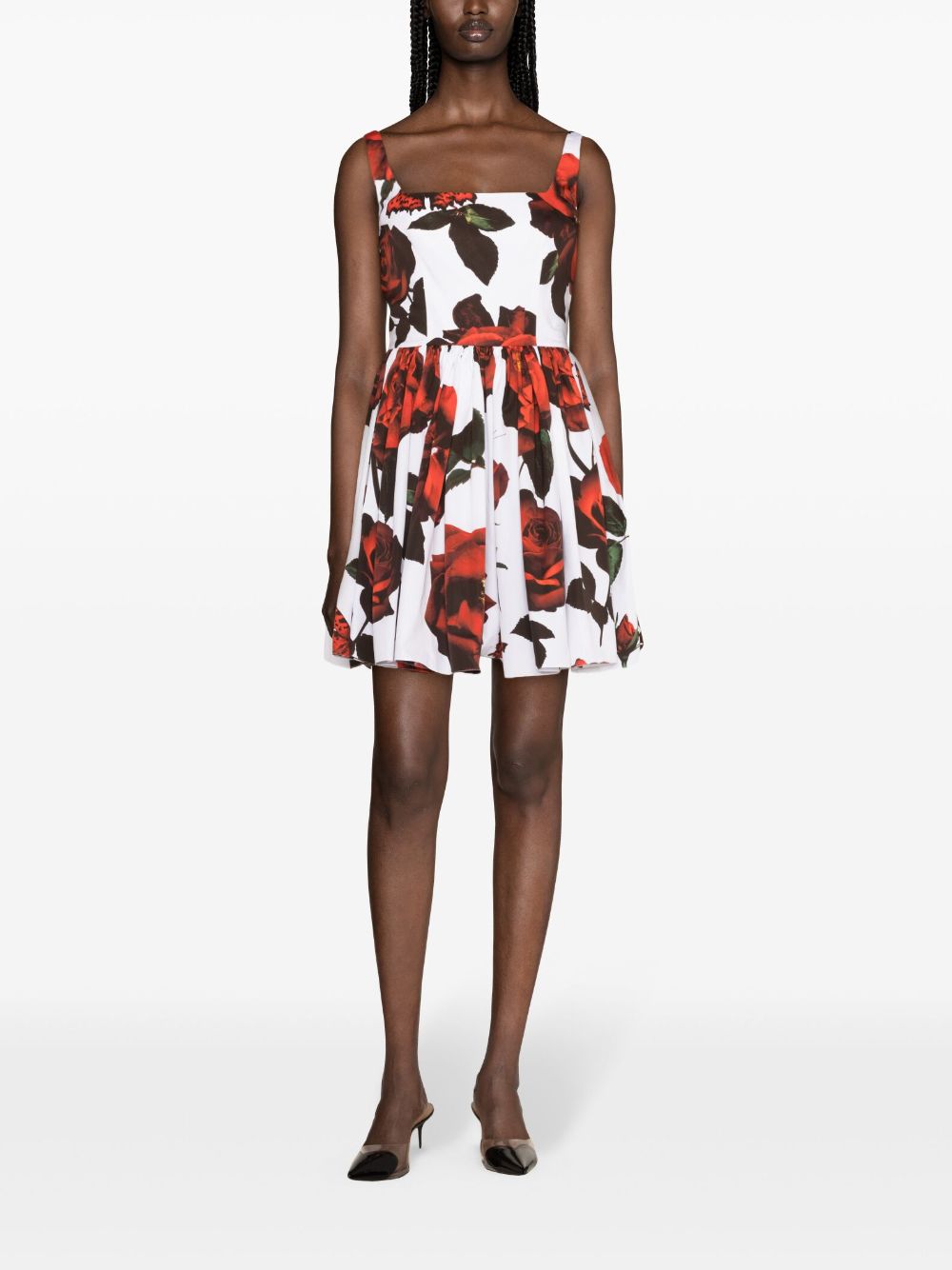 Alexander McQueen White Floral Poplin Dress image 1