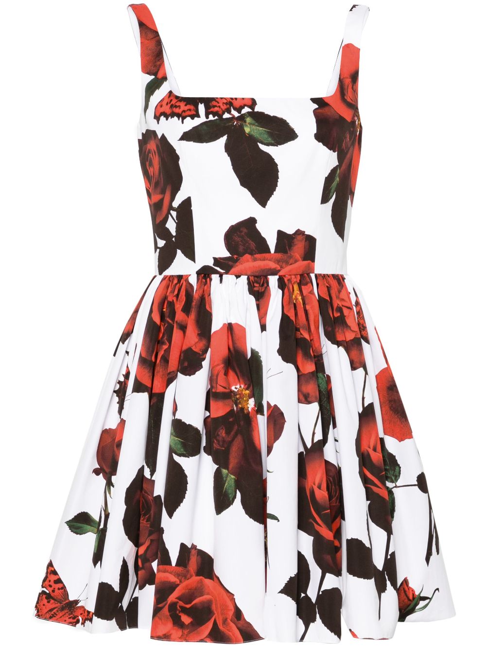 Alexander McQueen White Floral Poplin Dress image 0