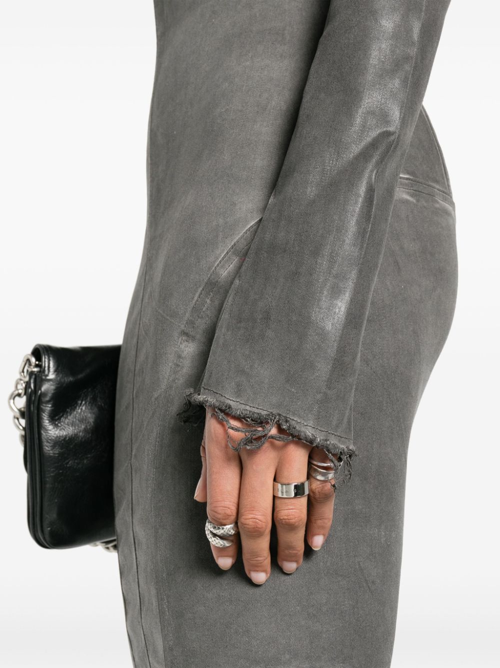 Rick Owens Gunmetal Grey Godet Denim Dress image 2