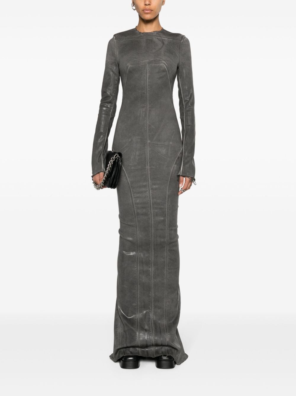 Rick Owens Gunmetal Grey Godet Denim Dress image 4