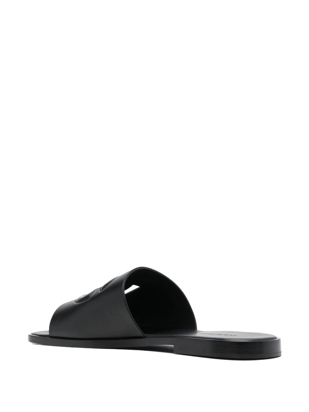 Dolce & Gabbana Black Embossed Logo Leather Slides image 2