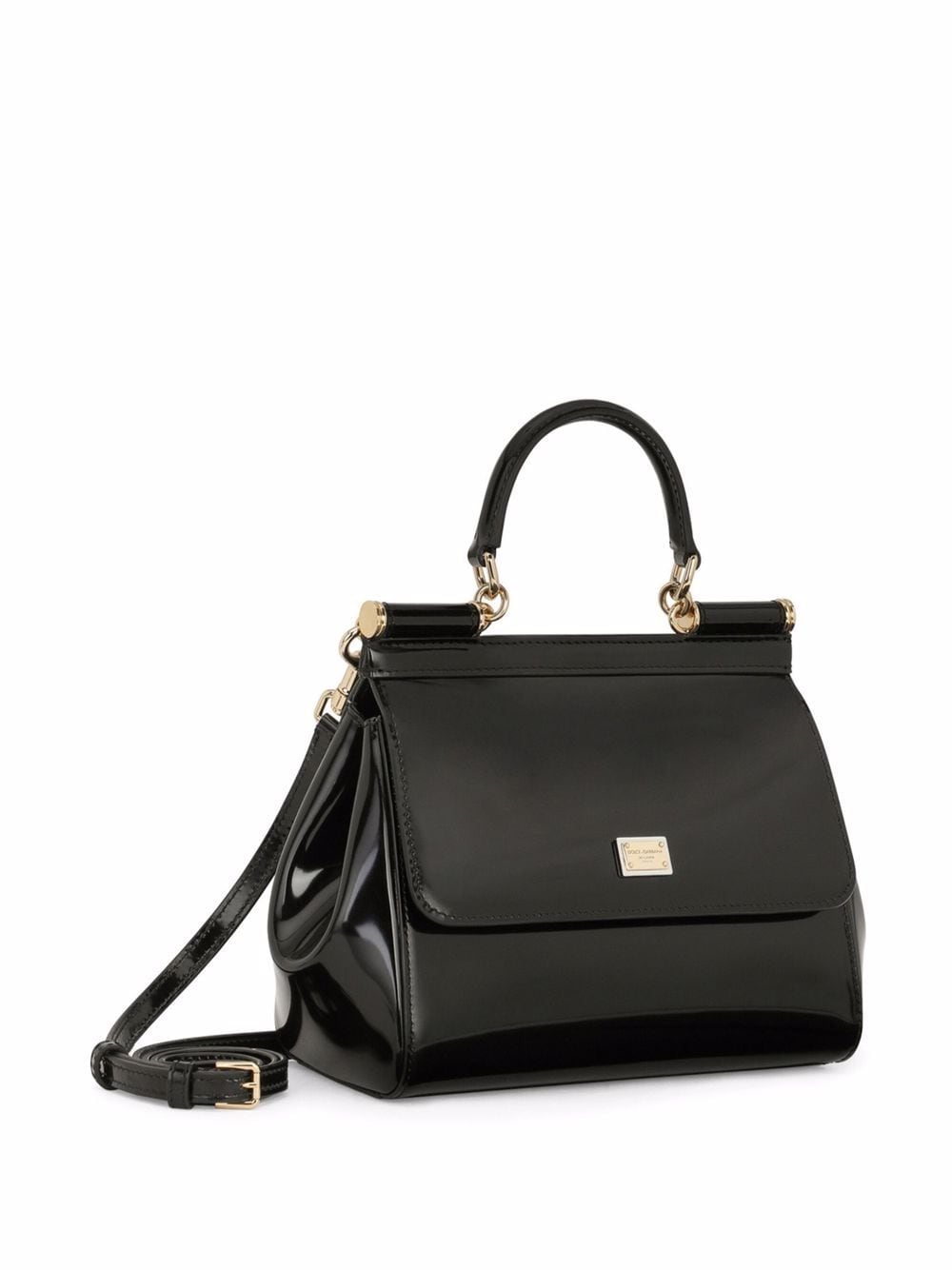 Dolce & Gabbana Black Calf Leather Handbag with Leopard Print Lining image 4