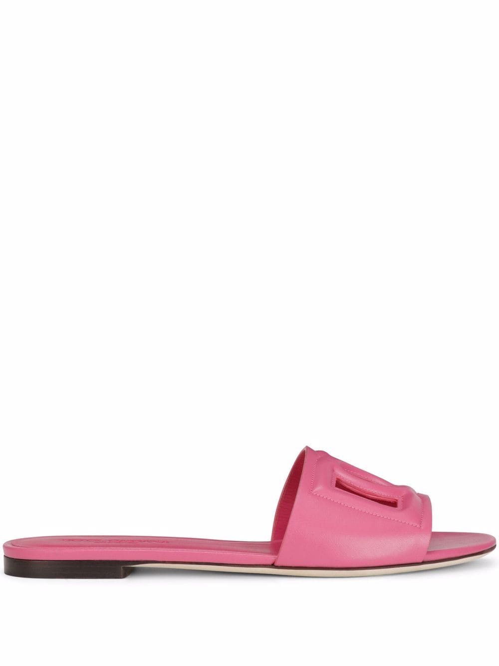 Dolce & Gabbana Embossed Logo Pink Leather Sandals image 0