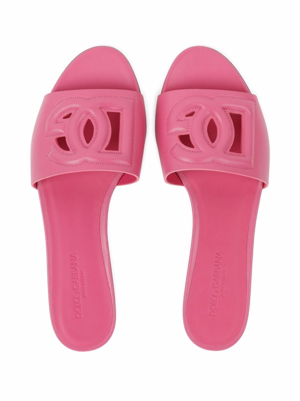 Dolce & Gabbana Embossed Logo Pink Leather Sandals image 3