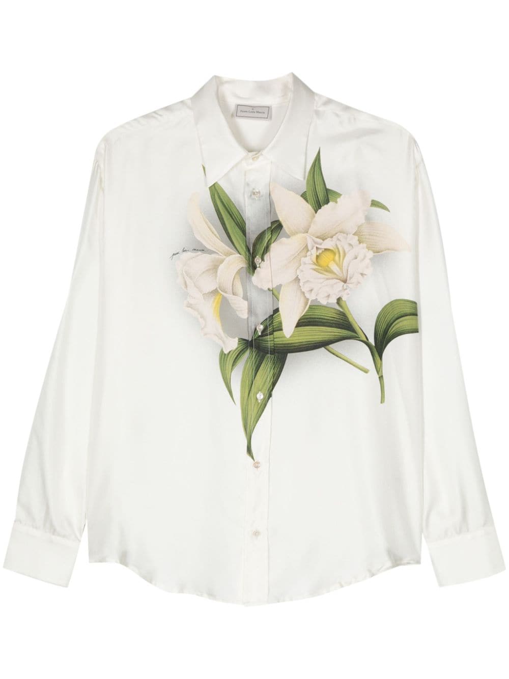 Pierre Louis Mascia Floral Print Silk Twill Shirt - White image 0