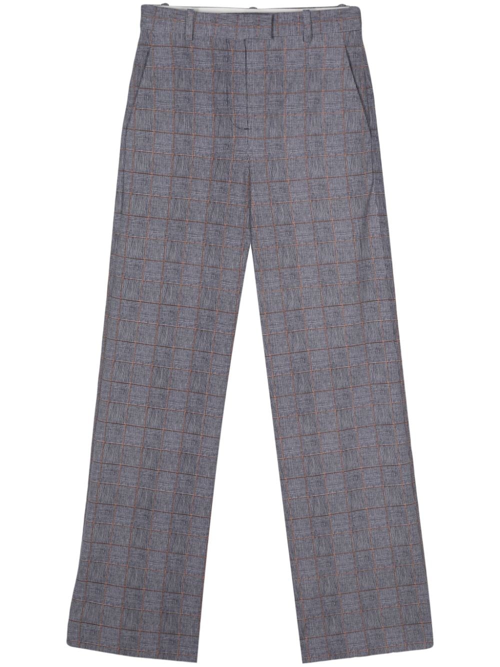 Circolo 1901 Men's Blue Check Stretch Cotton Trousers image 0