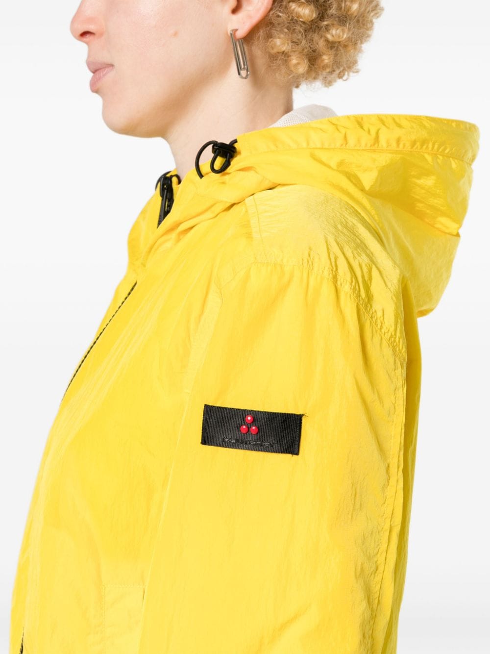 Peuterey Yellow Appliqué Logo Drawstring Hood Long Sleeve Coat image 1