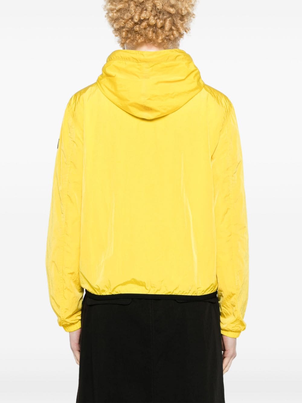 Peuterey Yellow Appliqué Logo Drawstring Hood Long Sleeve Coat image 3