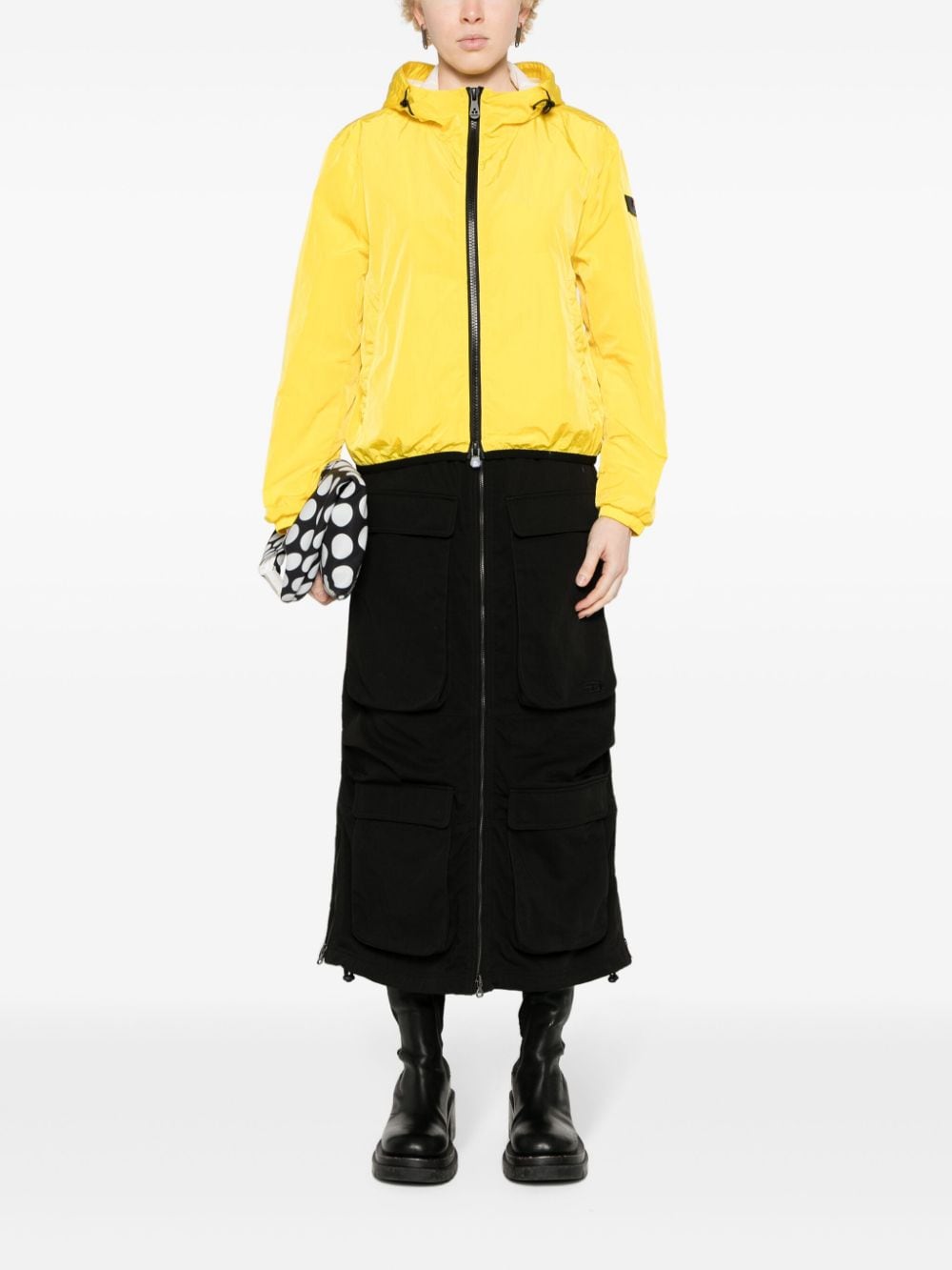 Peuterey Yellow Appliqué Logo Drawstring Hood Long Sleeve Coat image 4