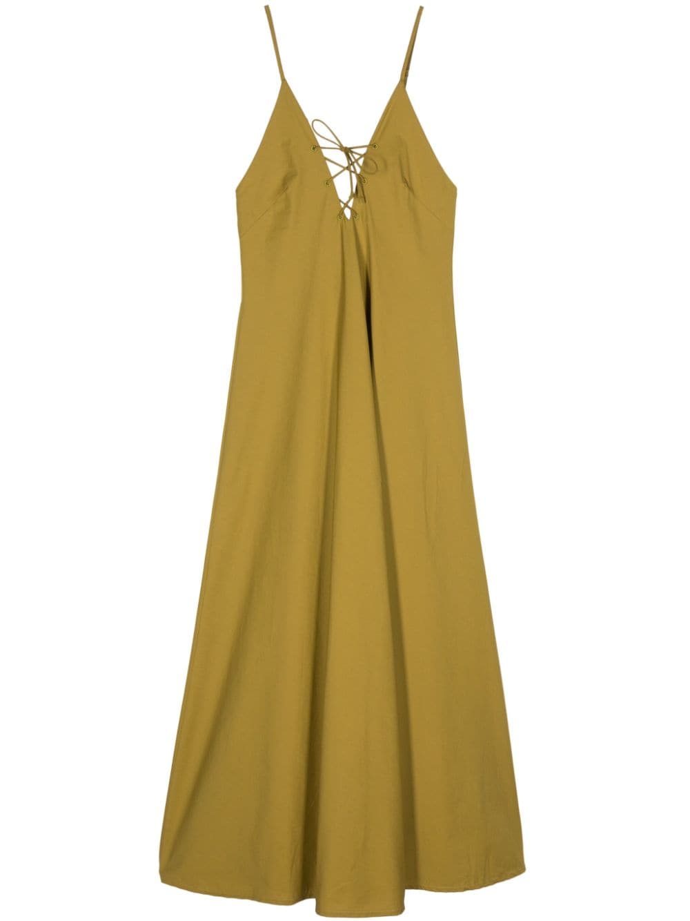 Forte Forte Khaki Cotton Poplin V-Neck Sleeveless Dress image 0