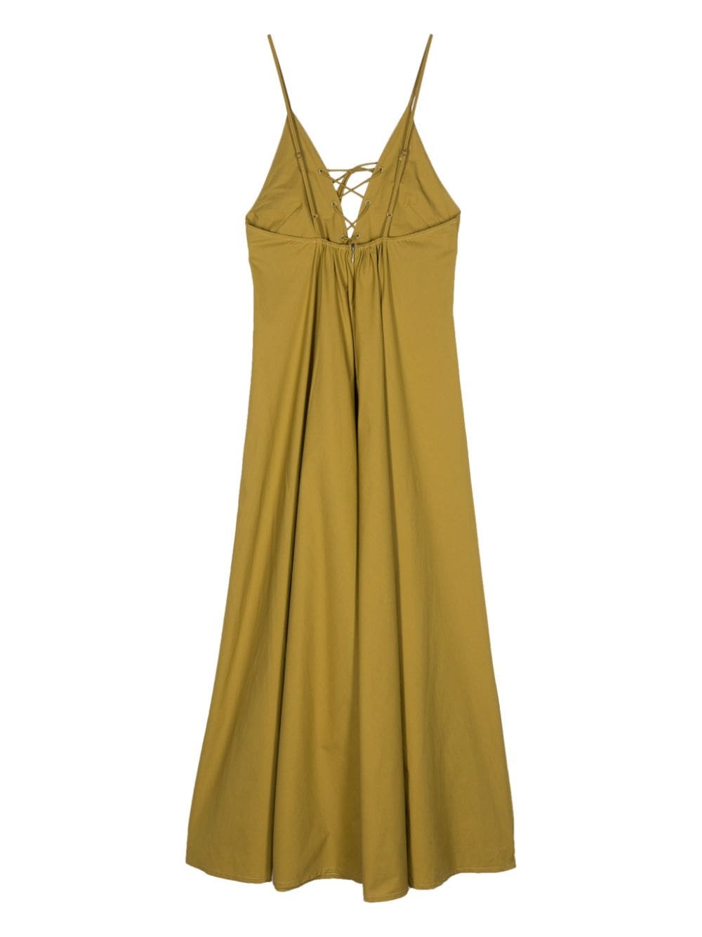 Forte Forte Khaki Cotton Poplin V-Neck Sleeveless Dress image 1