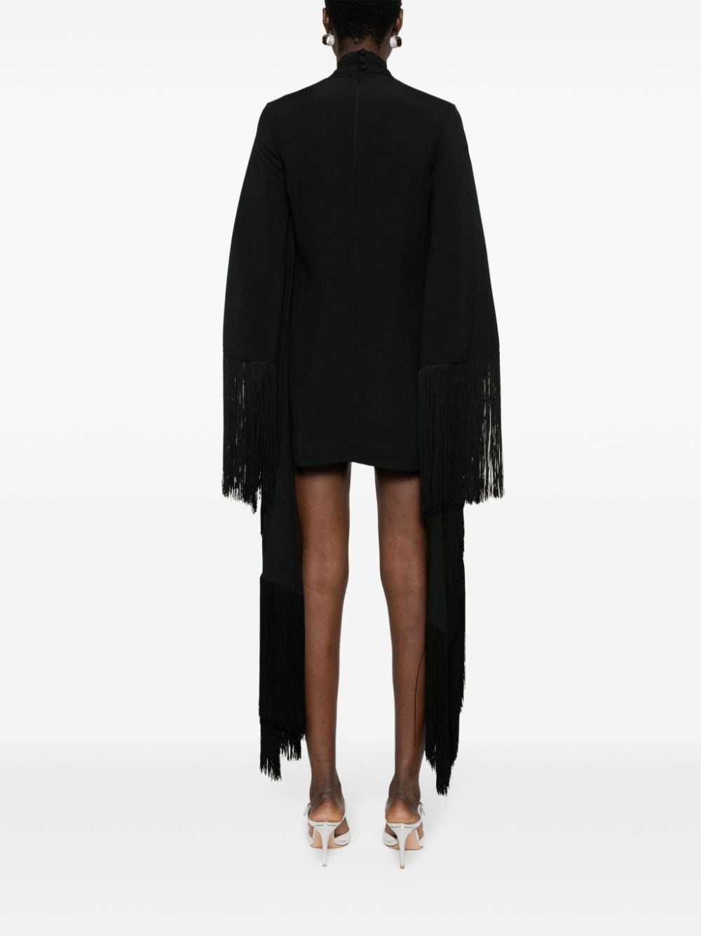 TALLER MARMO MAIN Black Crepe Dress with Fringe Sleeves image 1