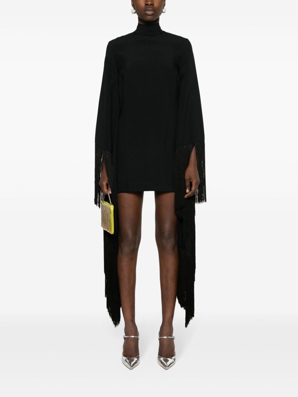 TALLER MARMO MAIN Black Crepe Dress with Fringe Sleeves image 2