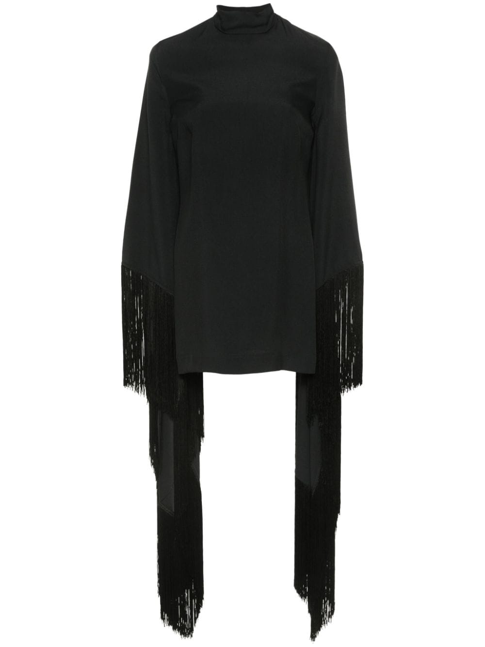 TALLER MARMO MAIN Black Crepe Dress with Fringe Sleeves image 0