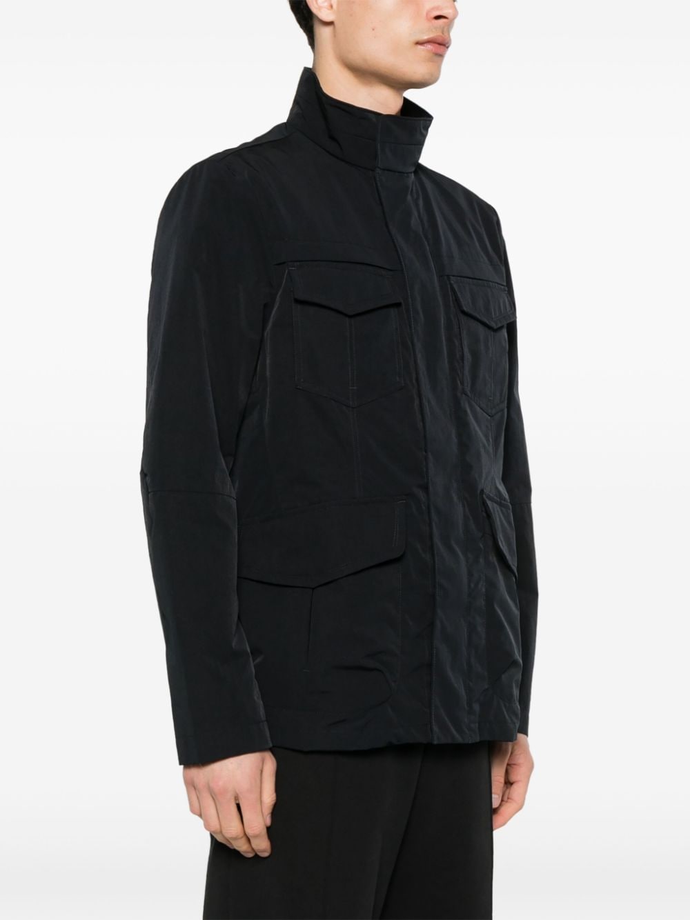 Peuterey Blue Lightweight Water-Repellent Poplin Coat image 4