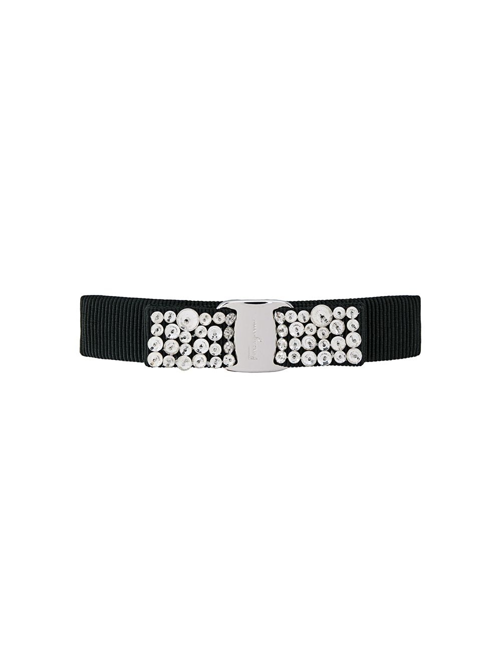 Ferragamo Vara Crystal Embellished Hair Clip - Black image 0