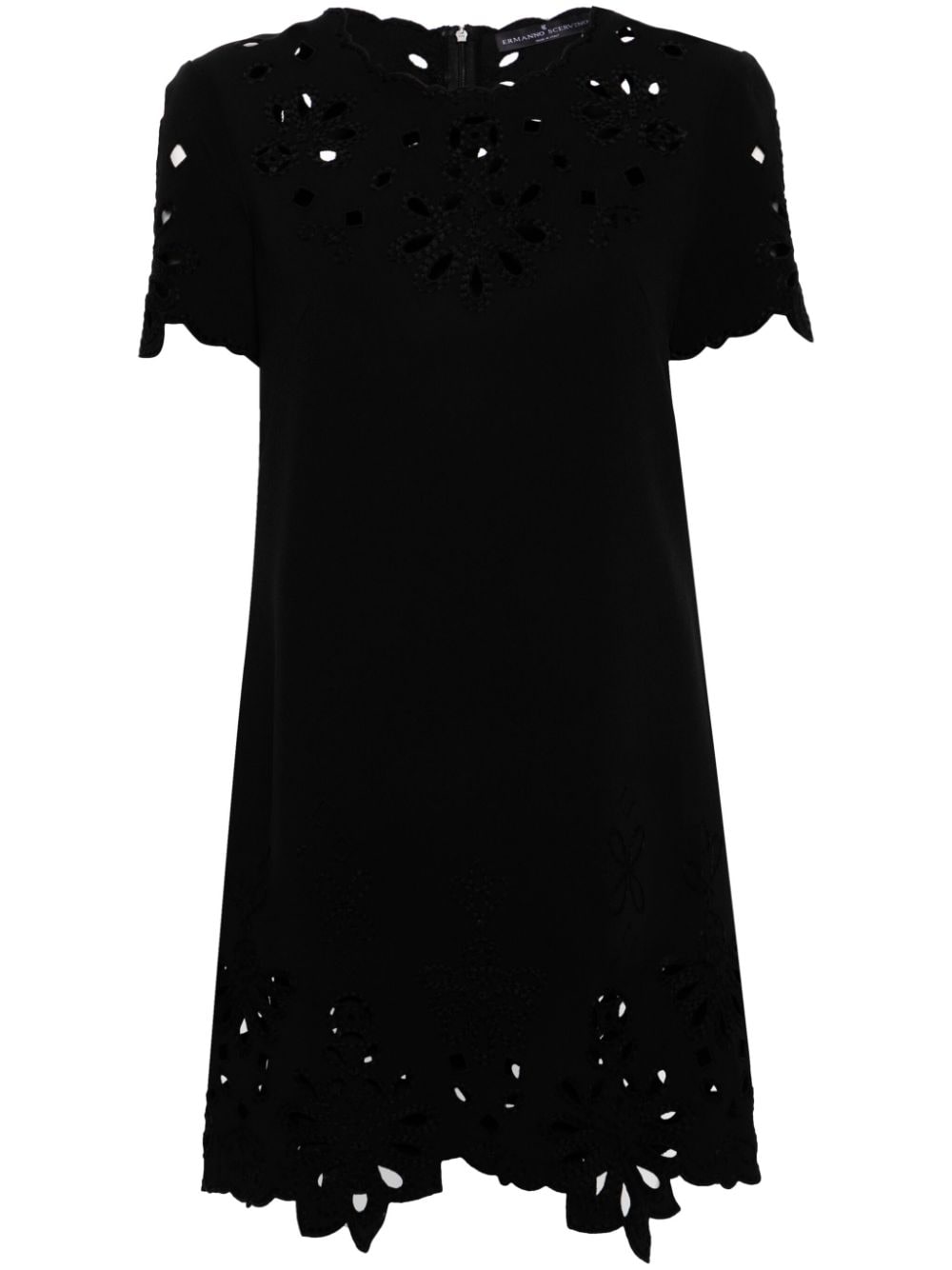 Ermanno Scervino Black Cotton Blend Shift Dress with Cut-Out Detailing image 0