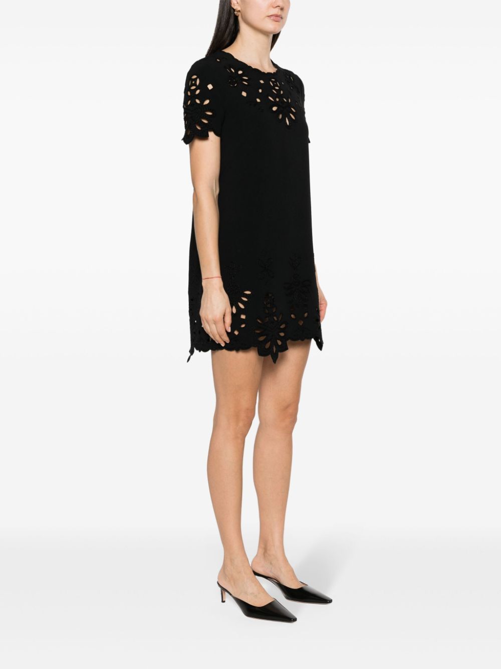 Ermanno Scervino Black Cotton Blend Shift Dress with Cut-Out Detailing image 1