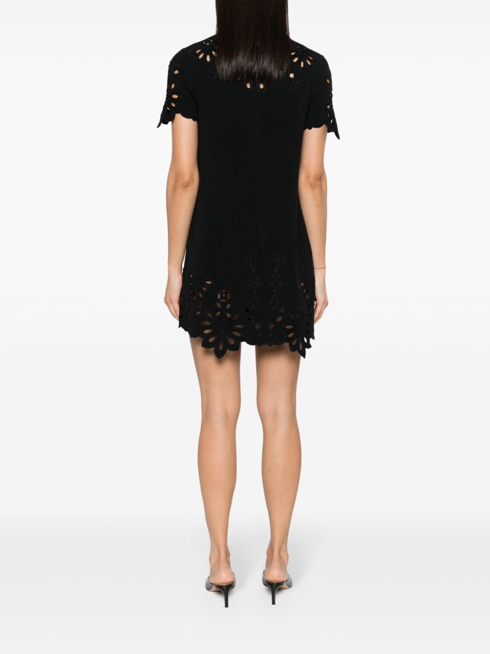 Ermanno Scervino Black Cotton Blend Shift Dress with Cut-Out Detailing image 2