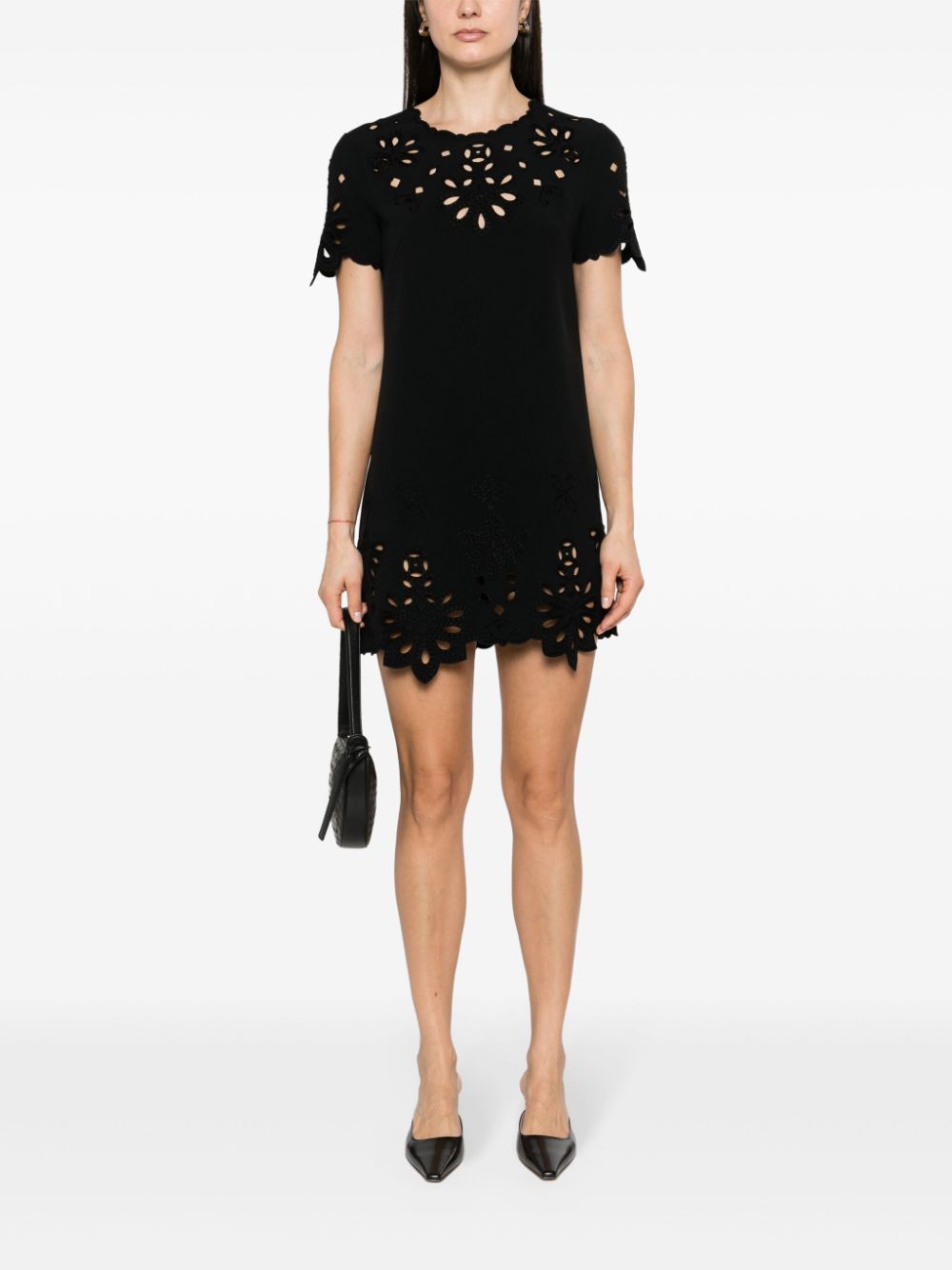 Ermanno Scervino Black Cotton Blend Shift Dress with Cut-Out Detailing image 4