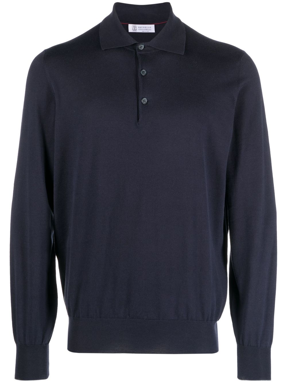 Brunello Cucinelli Blue Long-Sleeve Polo Shirt image 0