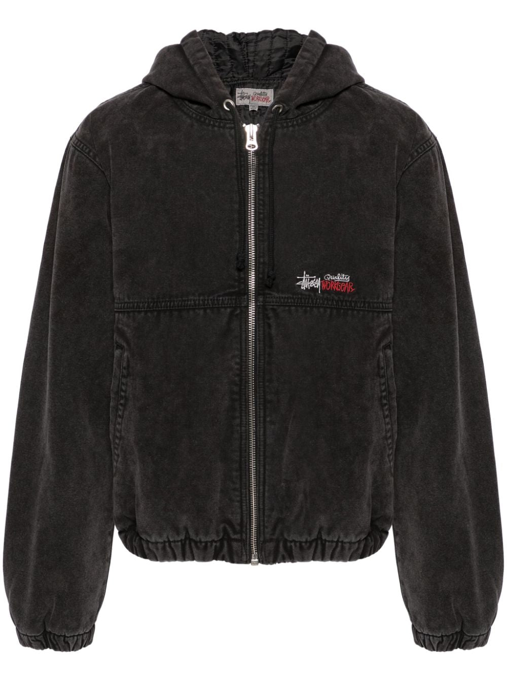 Stussy Black Cotton Canvas Jacket with Embroidered Logo image 0