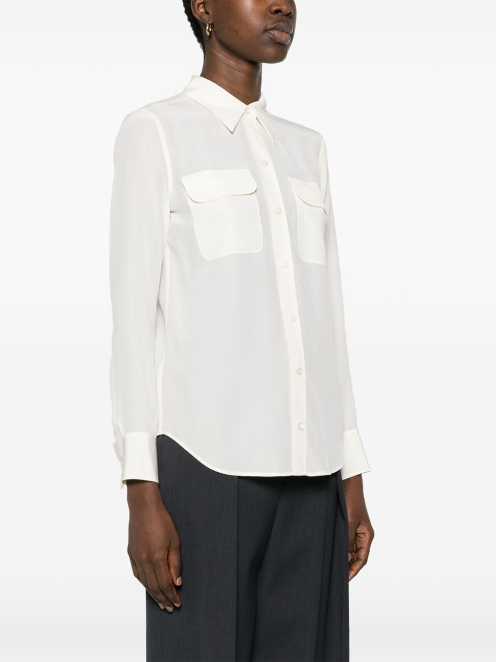 White Silk Crepe De Chine Shirt image 3