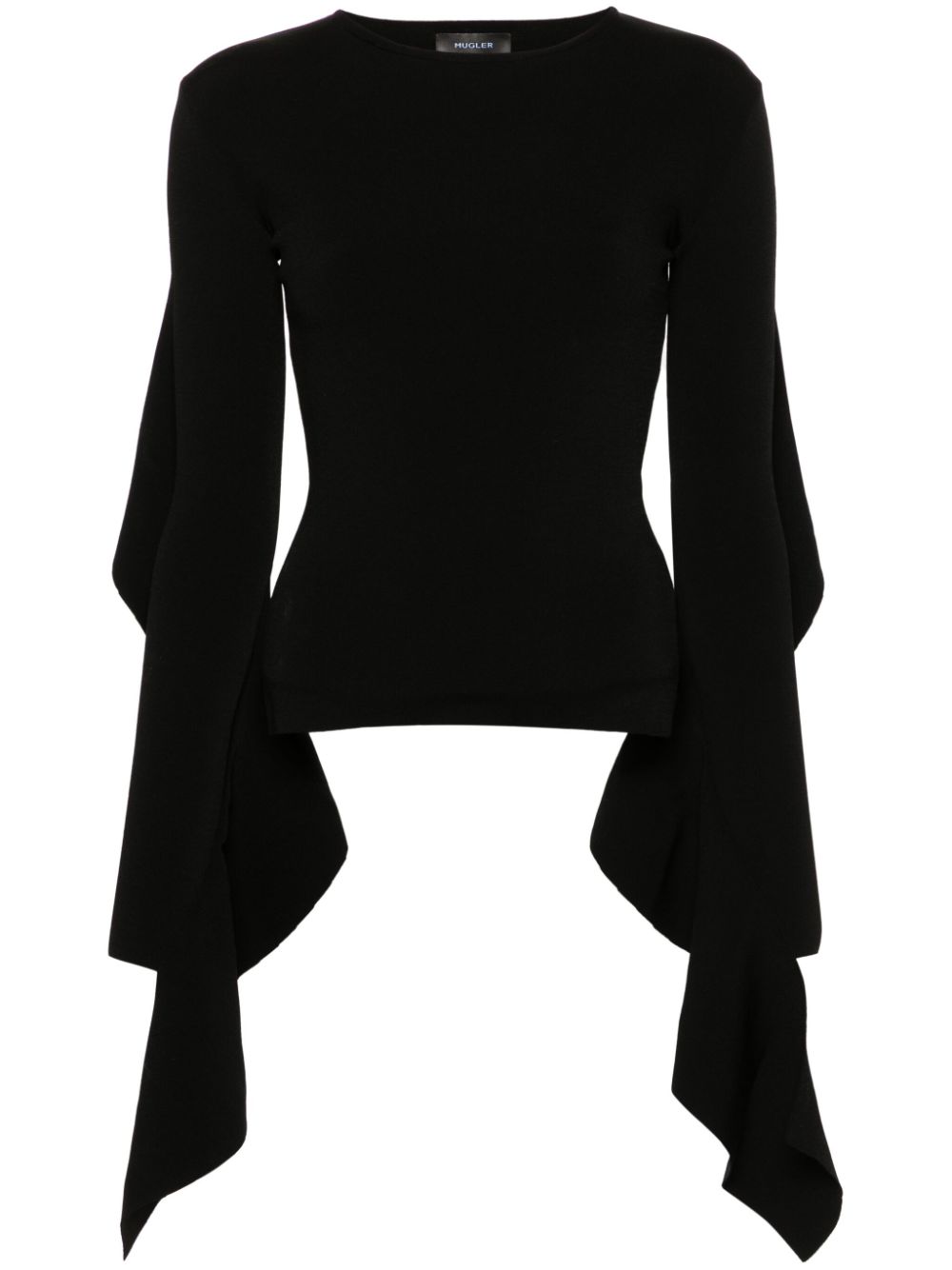 Mugler Black Asymmetric Knit Sweater image 0