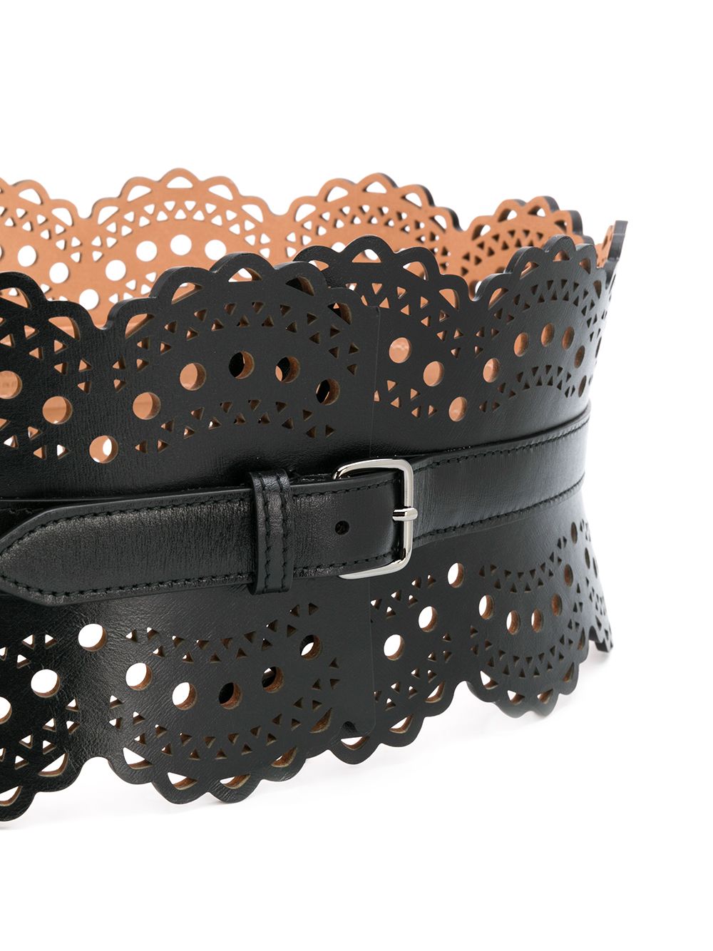 ALAÏA Black Calf Leather Laser-Cut Belt image 1