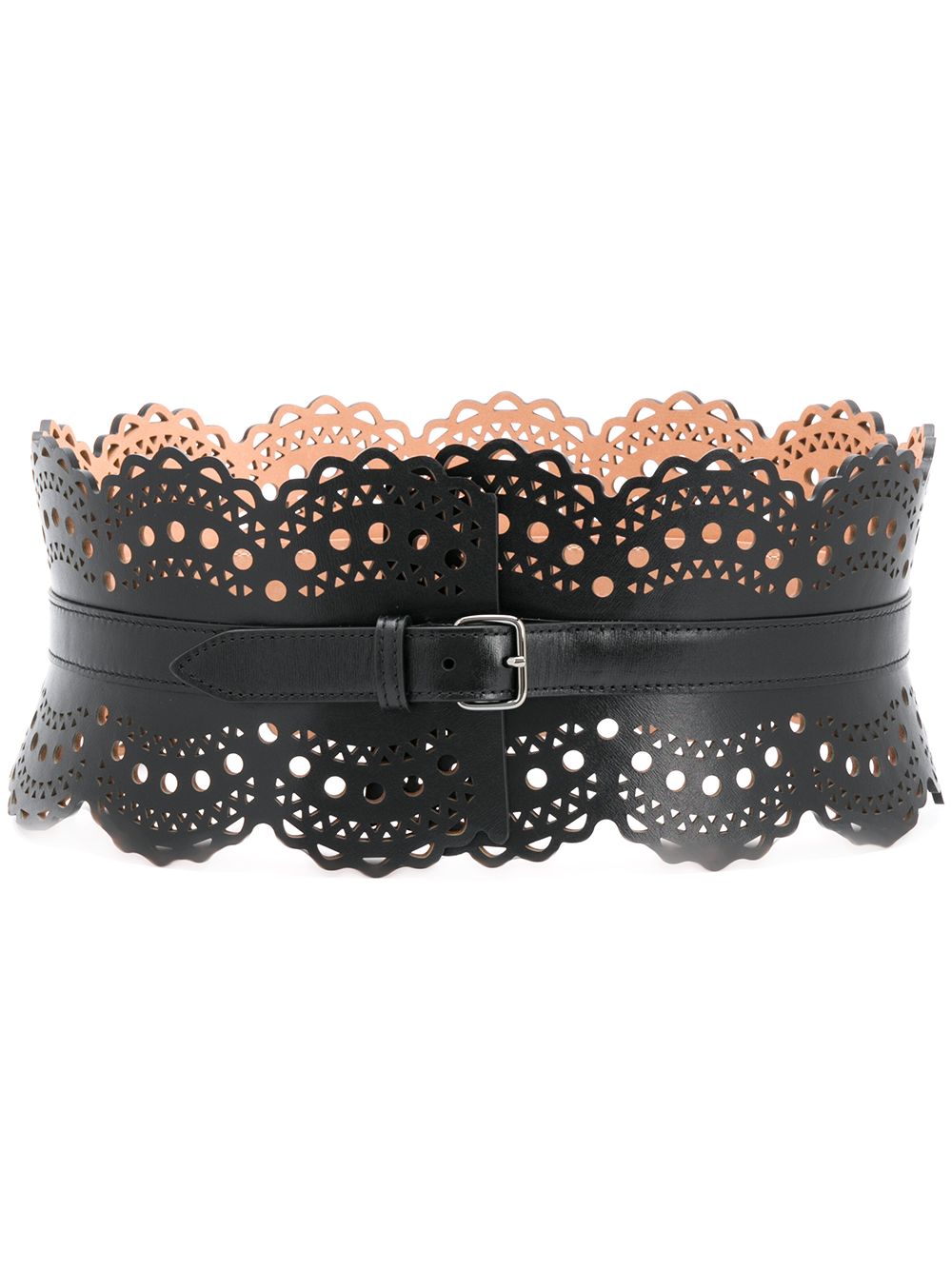 ALAÏA Black Calf Leather Laser-Cut Belt image 0