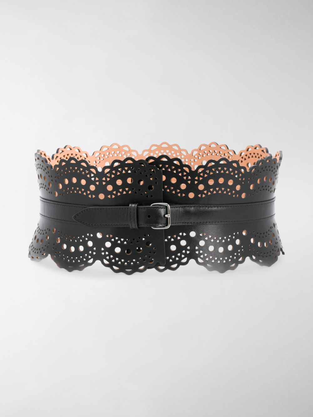 ALAÏA Black Calf Leather Laser-Cut Belt image 3