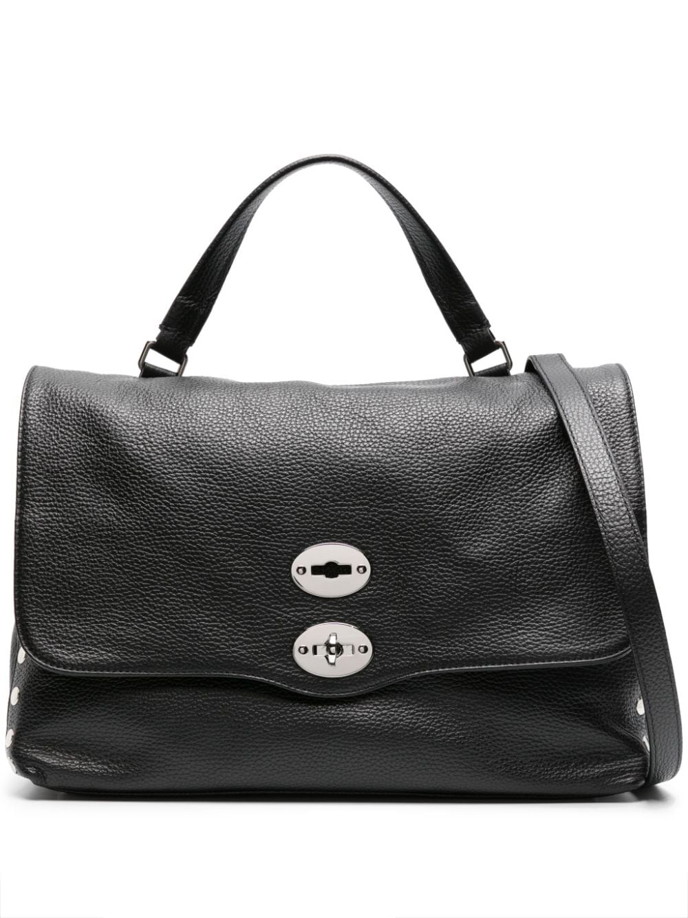 Zanellato Grained Leather Shoulder Bag - Black image 0