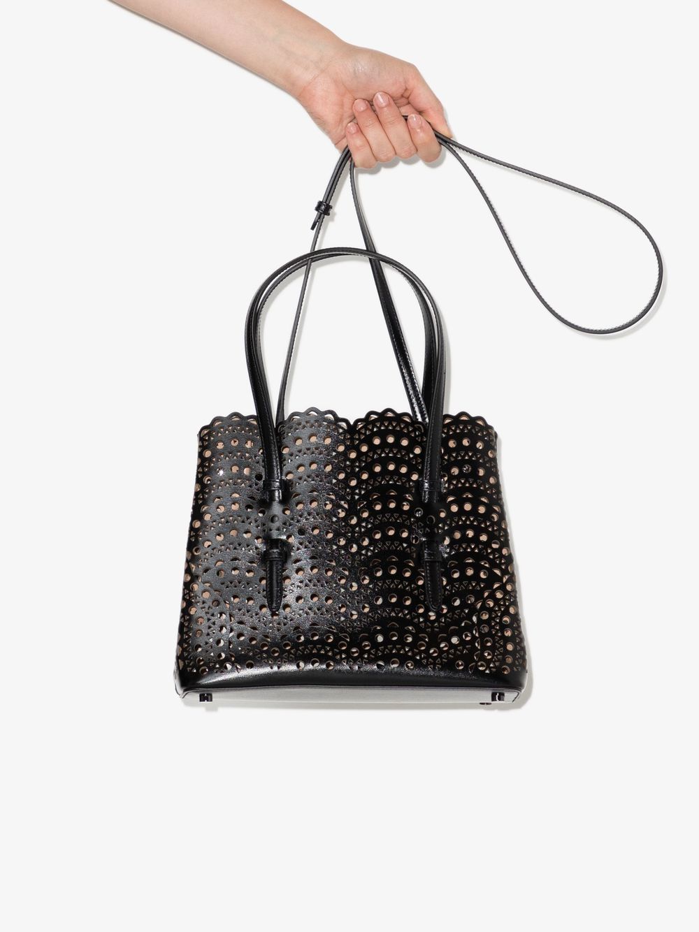 Alaïa Mina Black Leather Tote Bag image 3