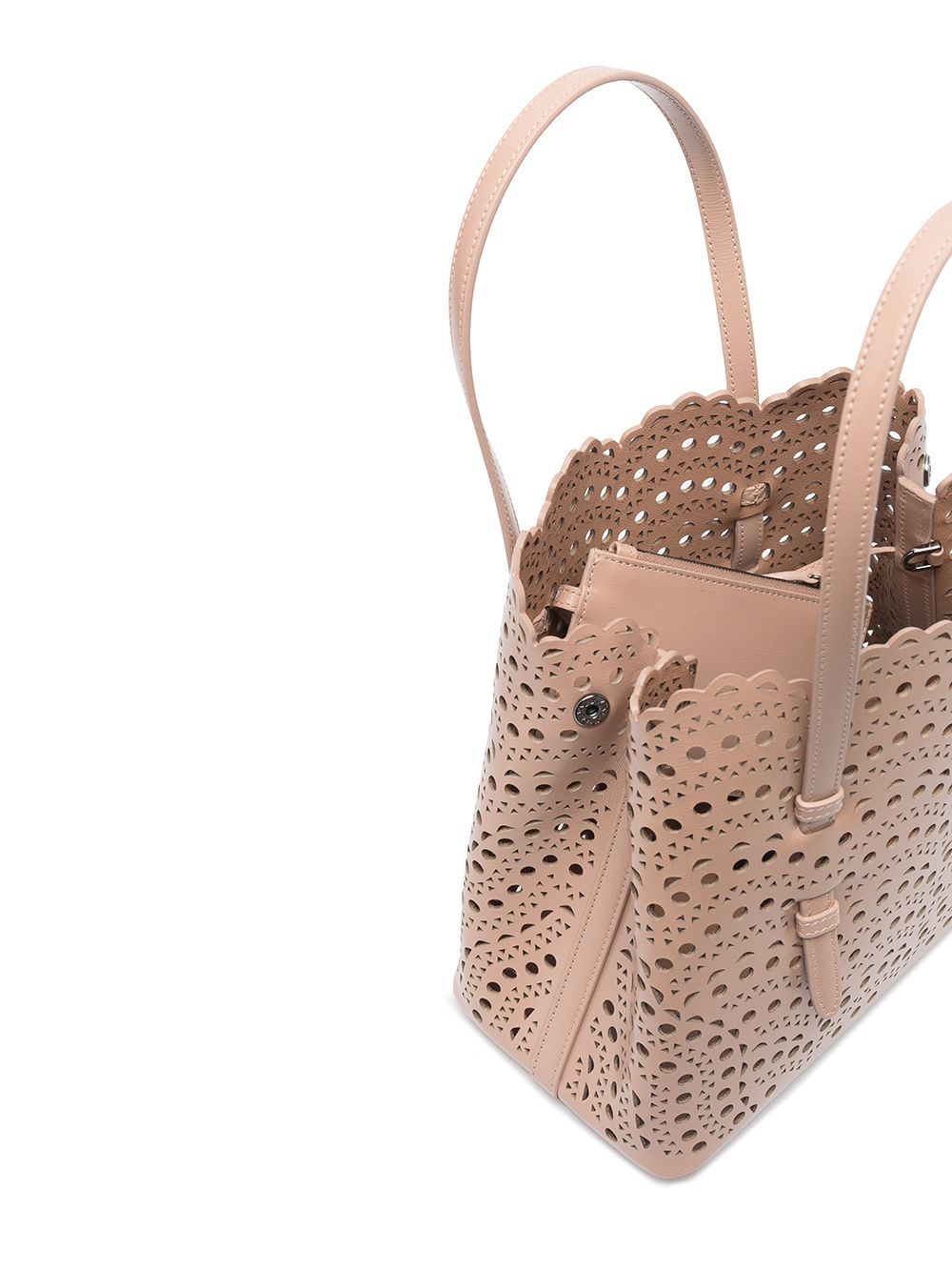 ALAÏA Mina Perforated Tote Bag in Beige image 1