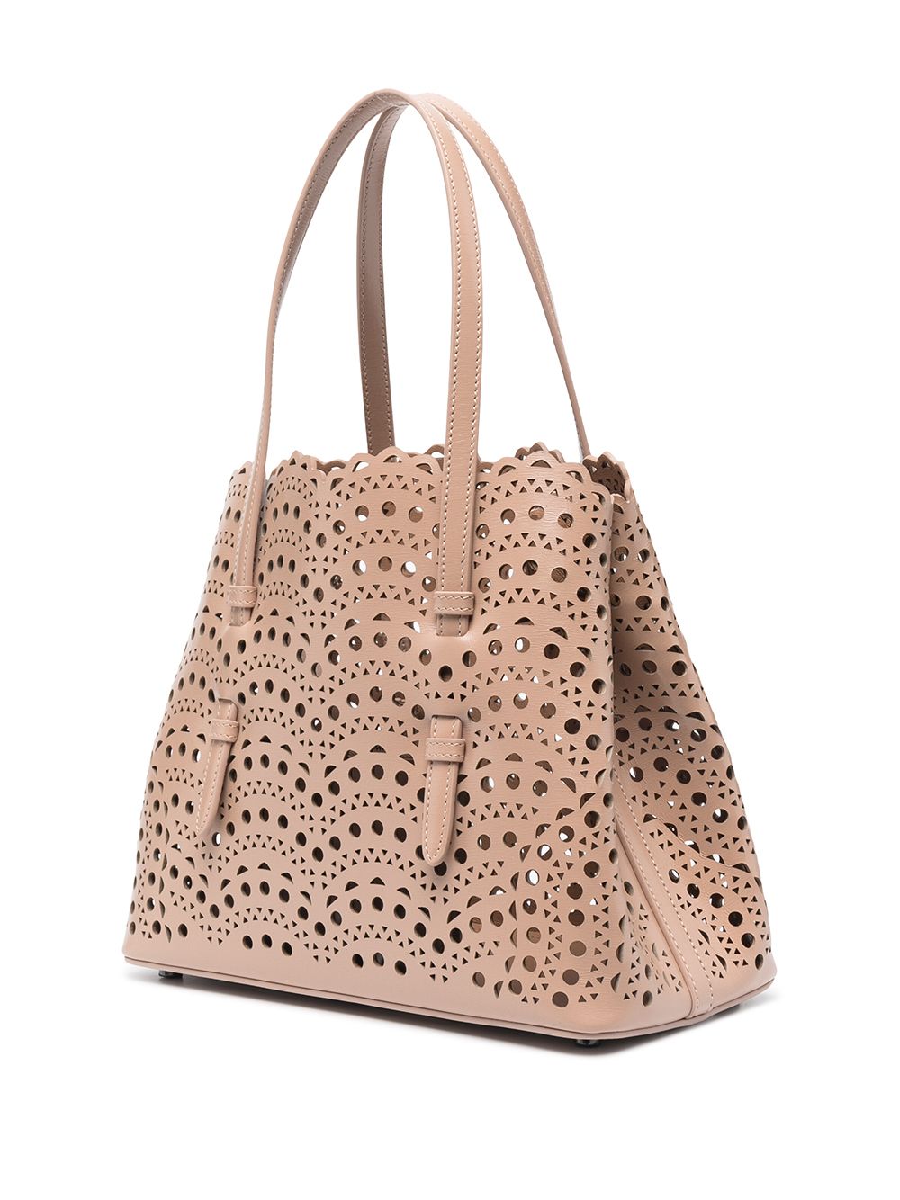 ALAÏA Mina Perforated Tote Bag in Beige image 3