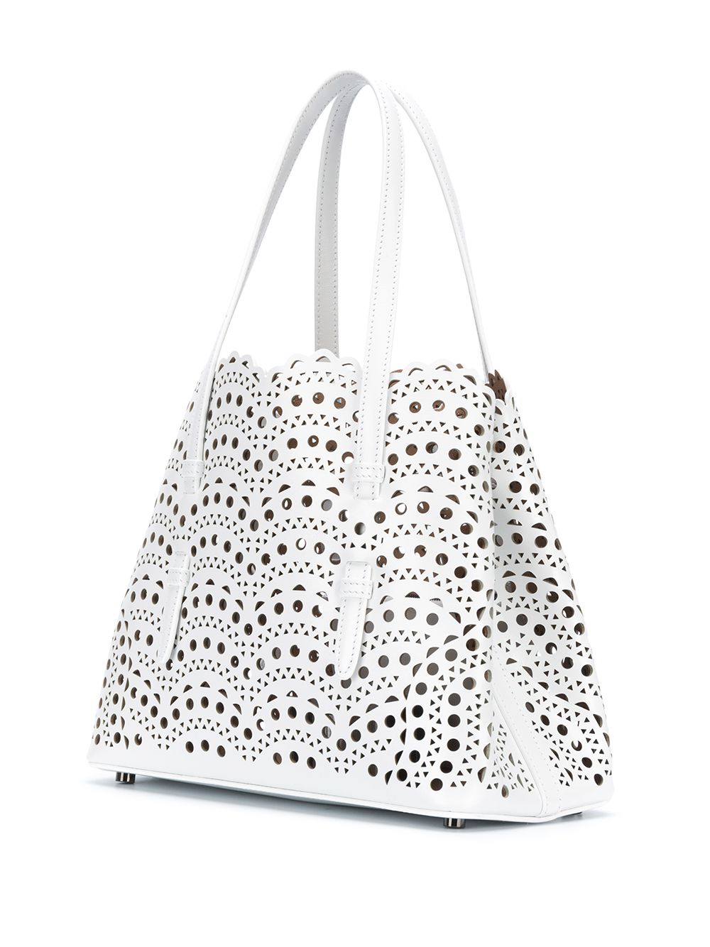 Alaïa White Laser-Cut Calf Leather Tote Bag image 3