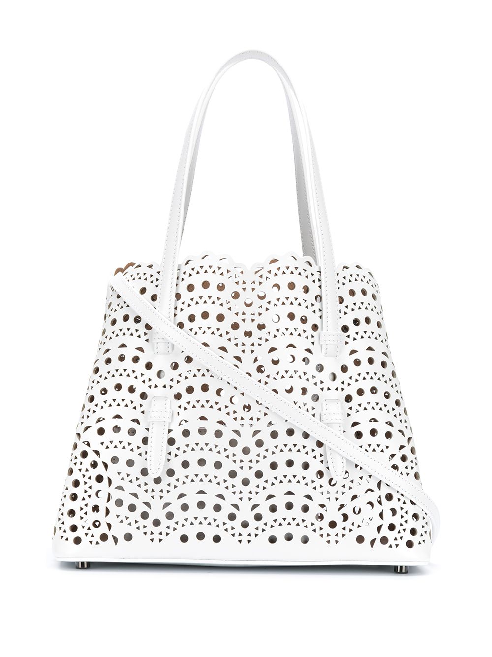 Alaïa White Laser-Cut Calf Leather Tote Bag image 0