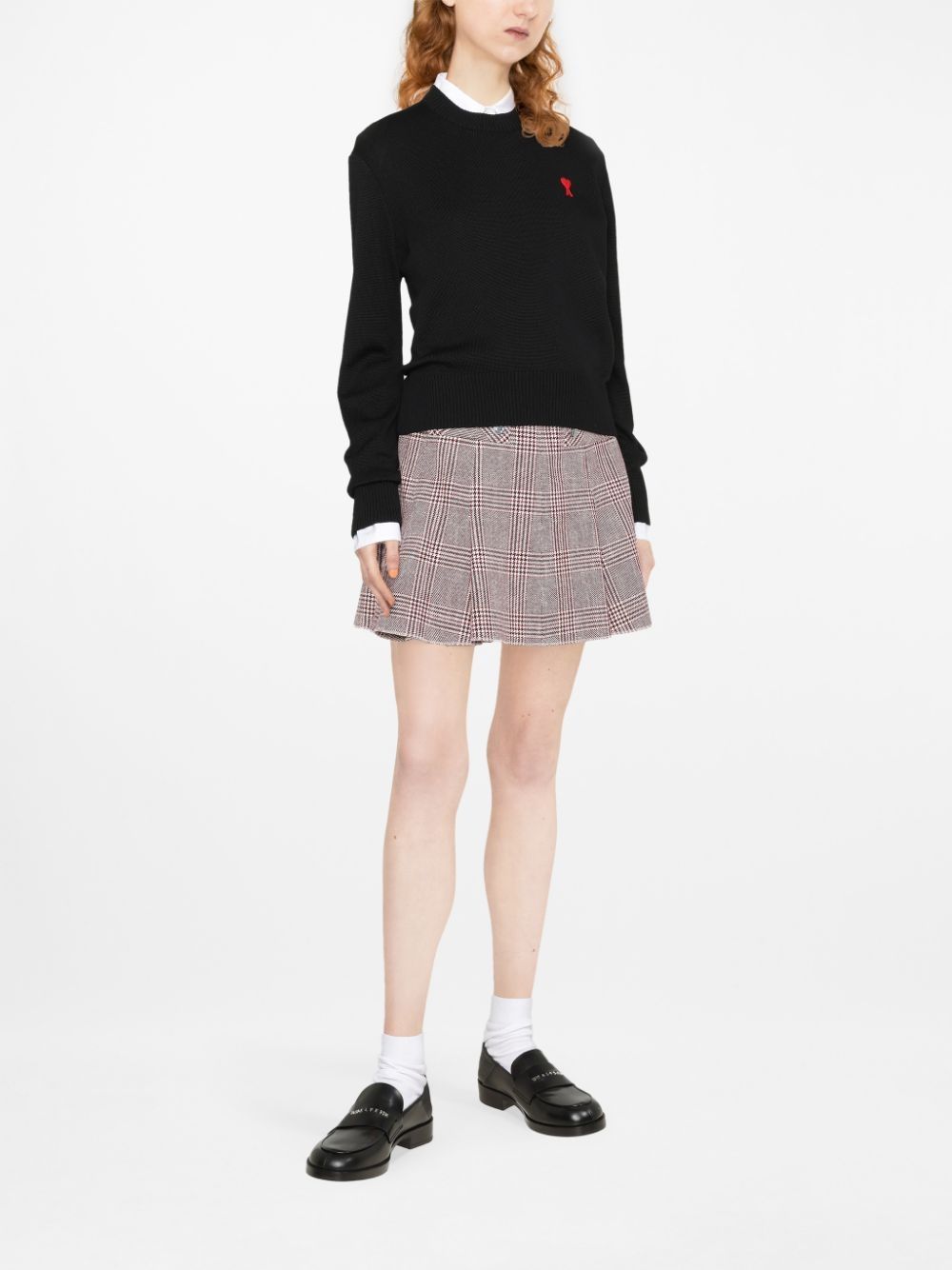 AMI Paris Black Wool Crewneck Sweater with Logo image 13