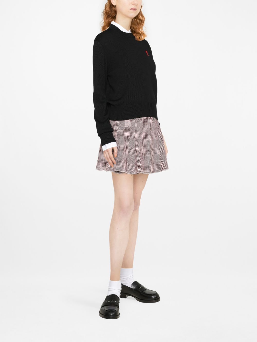 AMI Paris Black Wool Crewneck Sweater with Logo image 14