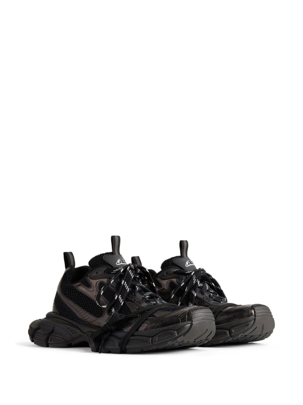 Balenciaga Black Mesh Panel Sneakers with Embossed Logo image 3