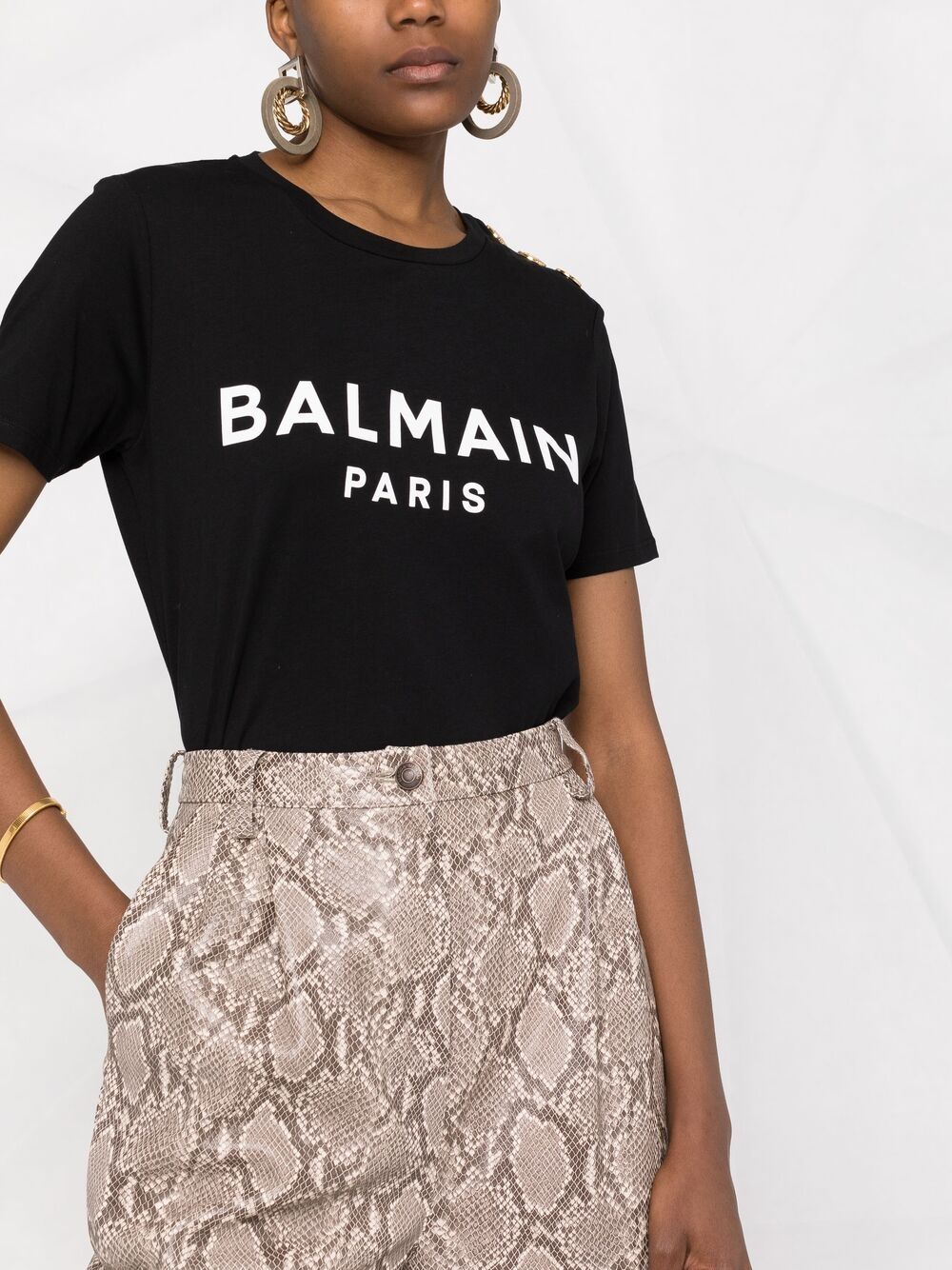 Balmain Black Cotton Logo T-Shirt image 3