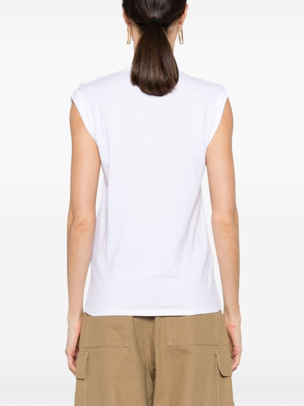 Balmain White Cotton Logo Print Sleeveless Top image 1