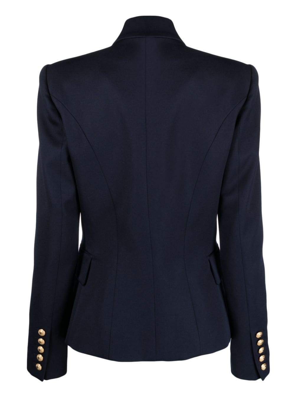 Balmain Blue Wool Double-Breasted Jacket with Lion Head Buttons image 1