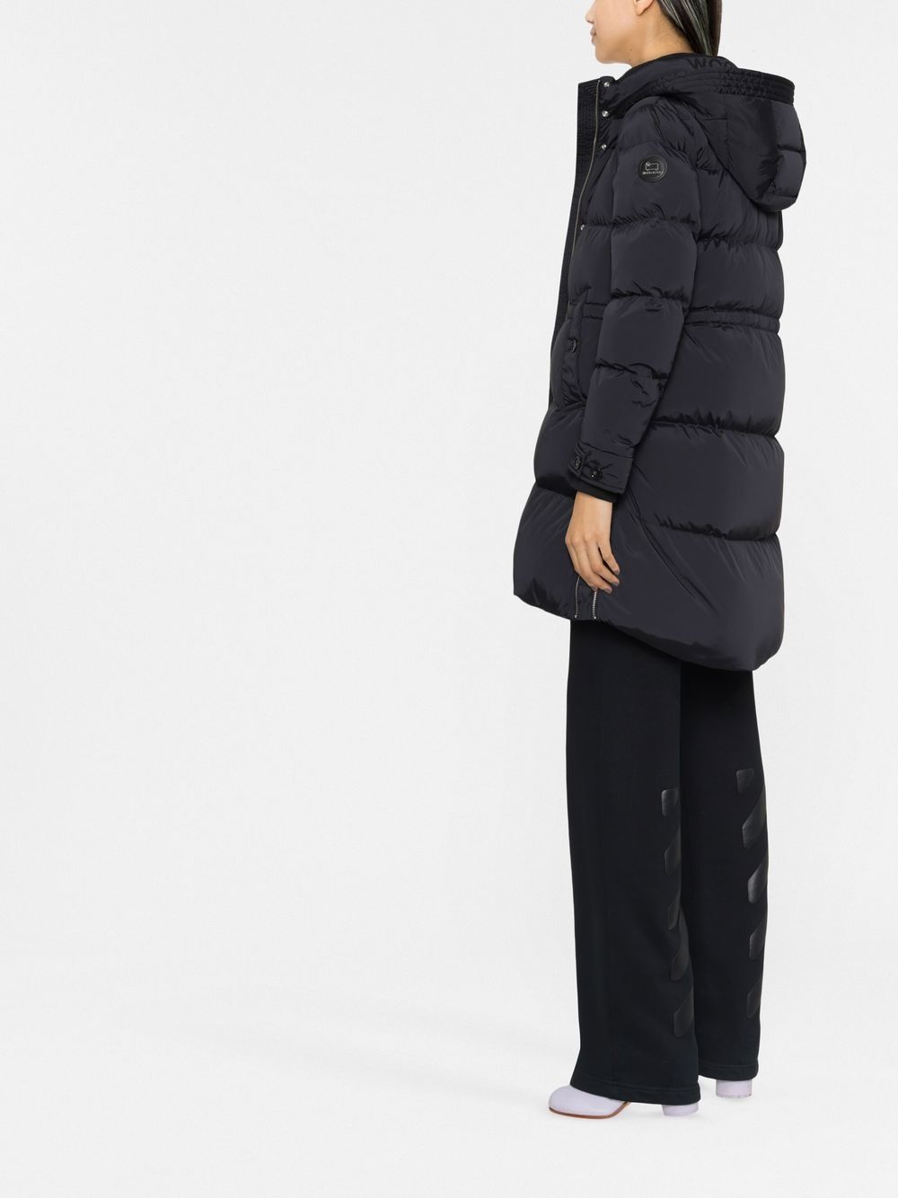 Woolrich Black Feather Down Hooded Puffer Coat image 2