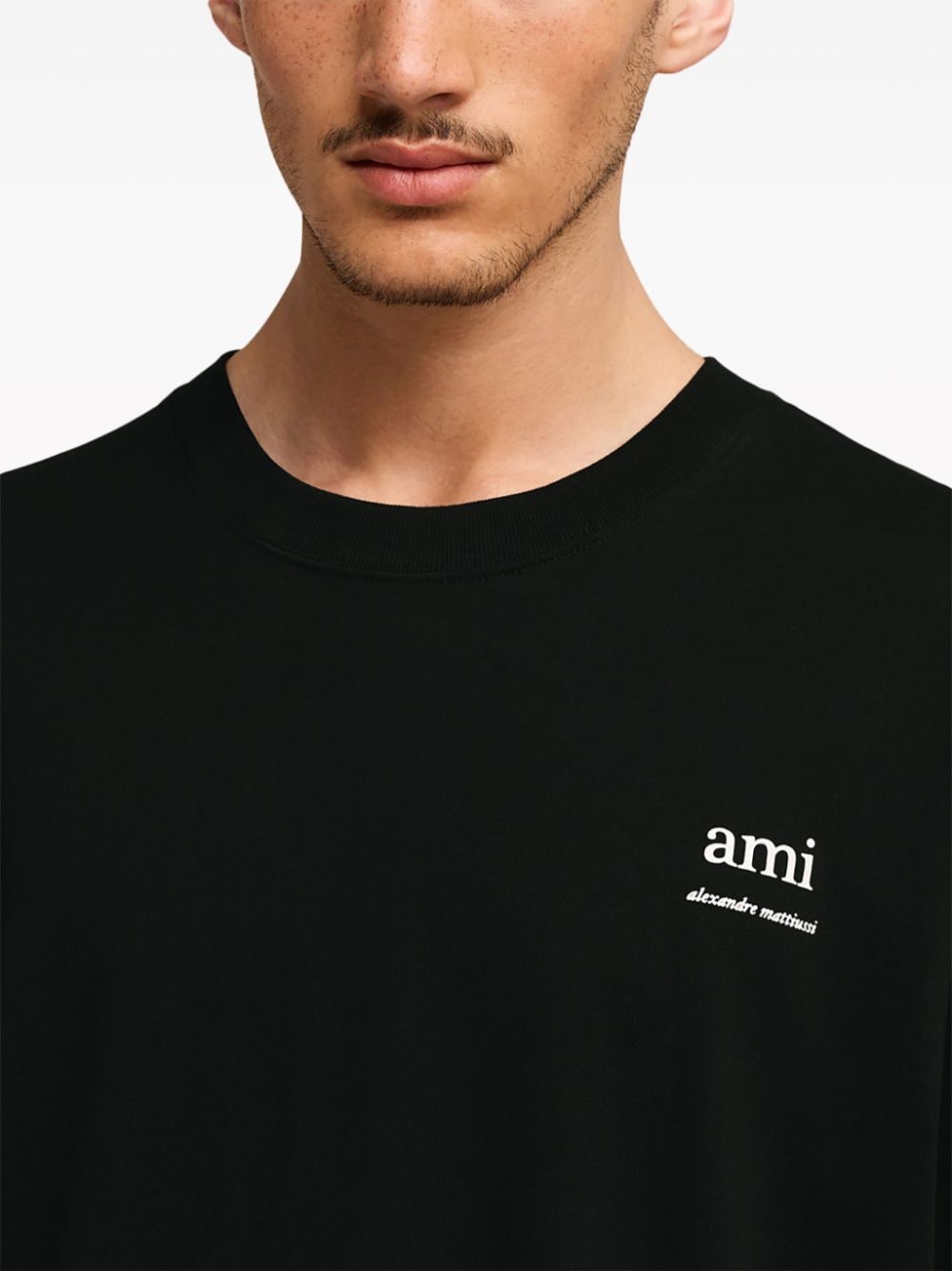 Ami Paris Black Organic Cotton Logo T-Shirt image 5