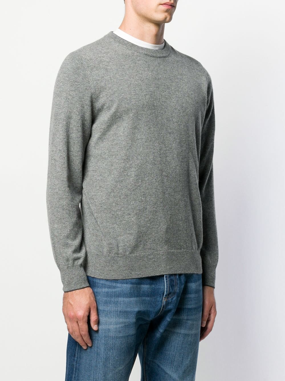 Brunello Cucinelli Grey Cashmere Crewneck Sweater image 5